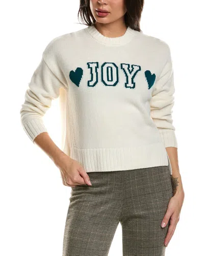Hannah Rose Merino Wool Joy Crewneck Sweater In White
