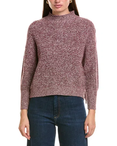 Hannah Rose Merino Wool Marled Fringe Mock Neck Sweater In Brown
