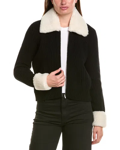 Hannah Rose Merino Wool Shaker Jacket In Black