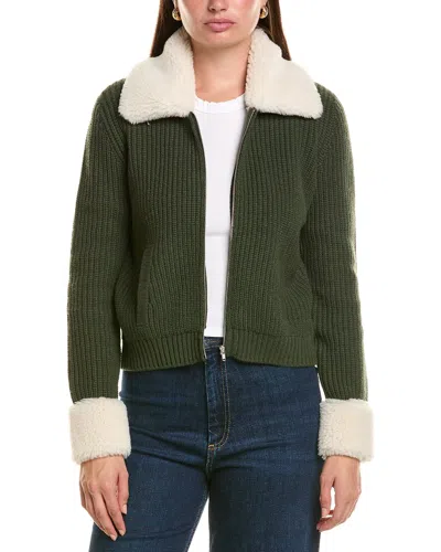 Hannah Rose Merino Wool Shaker Jacket In Green