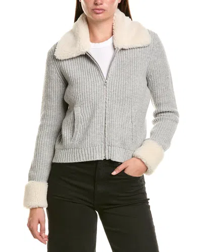 Hannah Rose Merino Wool Shaker Jacket In Gray