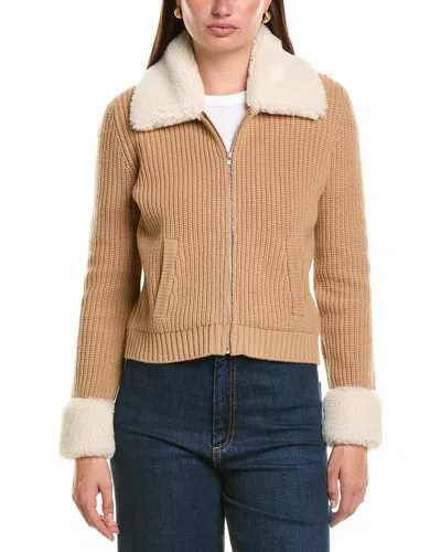 Hannah Rose Merino Wool Shaker Jacket In Brown