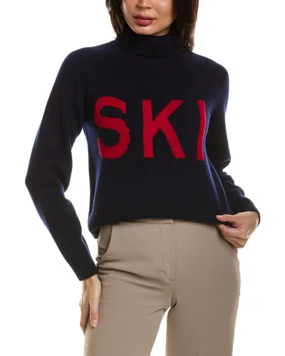 Hannah Rose Merino Wool Ski Raglan Turtleneck Sweater In Blue