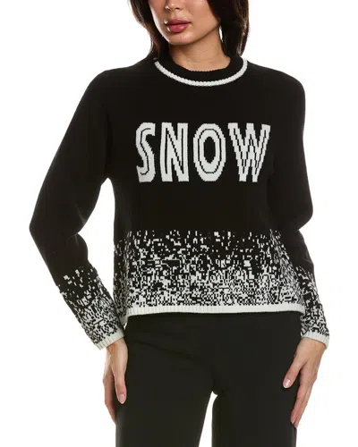 Hannah Rose Merino Wool Snow Crewneck Sweater In Black