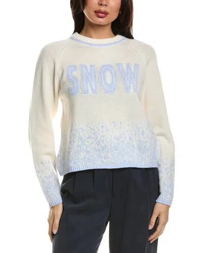 Hannah Rose Merino Wool Snow Crewneck Sweater In White