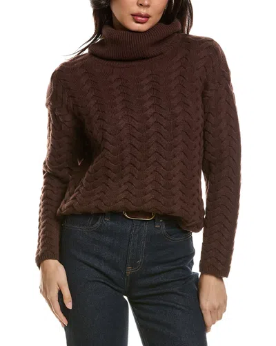 Hannah Rose Merino Wool Staghorn Cable Turtleneck Sweater In Brown