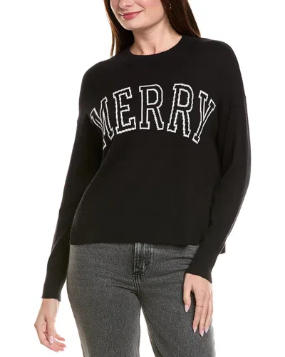 Hannah Rose Merry Crewneck Cashmere-blend Sweater In Black