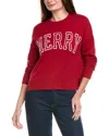 Hannah Rose Merry Crewneck Cashmere-blend Sweater In Red