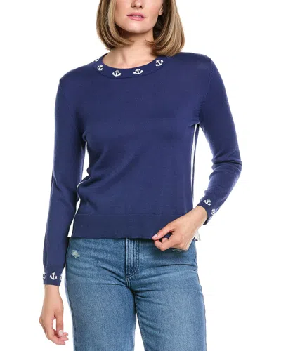 Hannah Rose Mini Anchor Cashmere-blend Sweater In Blue
