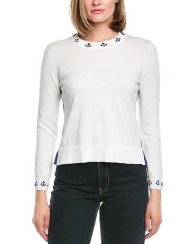 Hannah Rose Mini Anchor Cashmere-blend Sweater In White