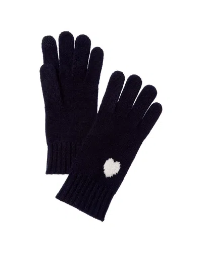 Hannah Rose Mini Heart Intarsia Cashmere Gloves In Blue