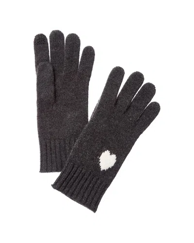 Hannah Rose Mini Heart Intarsia Cashmere Gloves In Gray