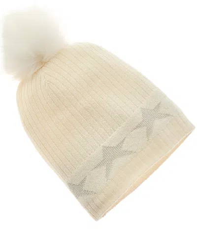 Hannah Rose Mini Star Border Cashmere Hat In Beige