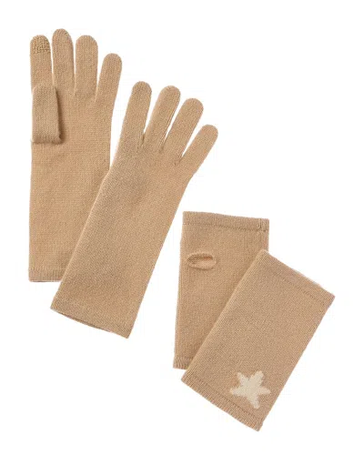HANNAH ROSE HANNAH ROSE MINI STAR INTARSIA 3-IN-1 CASHMERE GLOVES