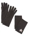 Hannah Rose Mini Star Intarsia 3-in-1 Cashmere Gloves In Grey