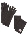 Hannah Rose Mini Star Intarsia 3-in-1 Cashmere Gloves In Grey