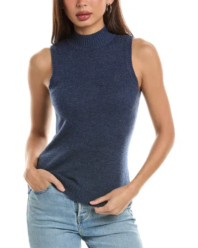 Hannah Rose Mock Neck Wool & Cashmere-blend Sweater In Blue