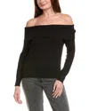 Hannah Rose Off-the-shoulder Cashmere-blend Pullover In Black