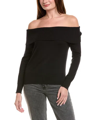 Hannah Rose Off-the-shoulder Cashmere-blend Pullover In Black
