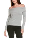 Hannah Rose Off-the-shoulder Cashmere-blend Pullover In Gray