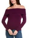 Hannah Rose Off-the-shoulder Cashmere-blend Pullover In Purple