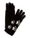 Shop Hannah Rose Paw Print Intarsia 3-in-1 Cashmere & Angora-blend Gloves In Black