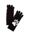 Hannah Rose Paw Print Intarsia Wool & Cashmere-blend 3-in-1 Gloves In Black