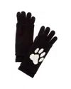 Hannah Rose Paw Print Intarsia Wool & Cashmere-blend 3-in-1 Gloves In Black