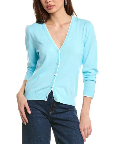 Hannah Rose Pearl Button Trimmed Cashmere-blend Cardigan In Blue