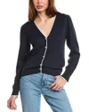 Hannah Rose Pearl Button Trimmed Cashmere-blend Cardigan In Blue