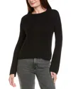 Hannah Rose Picot Stitch Shaker Crewneck Cashmere-blend Sweater In Black