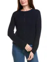 Hannah Rose Picot Stitch Shaker Crewneck Cashmere-blend Sweater In Black