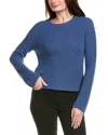Hannah Rose Picot Stitch Shaker Crewneck Cashmere-blend Sweater In Blue