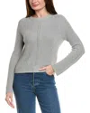 Hannah Rose Picot Stitch Shaker Crewneck Cashmere-blend Sweater In Gray