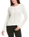 Hannah Rose Picot Stitch Shaker Crewneck Cashmere-blend Sweater In White