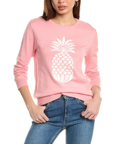 Hannah Rose Pineapple Intarsia Cashmere-blend Sweater In Pink