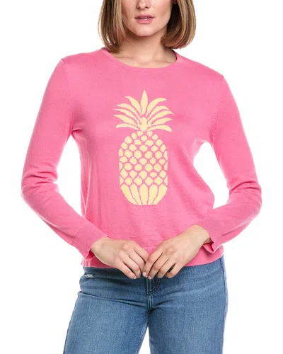 Hannah Rose Pineapple Intarsia Cashmere-blend Sweater In Pink
