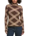 Hannah Rose Plaid Funnel Neck Wool & Cashmere-blend Sweater In Brown