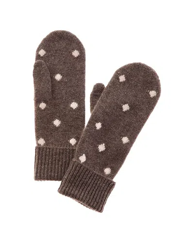 Hannah Rose Polka Dot Cashmere Mittens In Brown