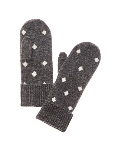 Hannah Rose Polka Dot Cashmere Mittens In Gray