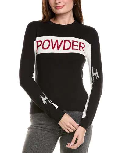 Hannah Rose Powder Intarsia Crewneck Cashmere-blend Sweater In Black