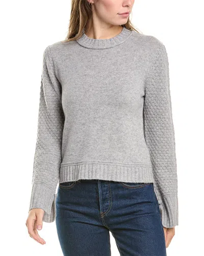 Hannah Rose Raised Diamond Sleeve Wool & Cashmere-blend Sweater In Grey