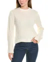 Hannah Rose Raised Diamond Sleeve Wool & Cashmere-blend Sweater In White