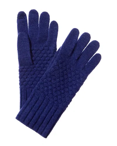 Hannah Rose Raised Diamond Stitch Cashmere Gloves In Blue