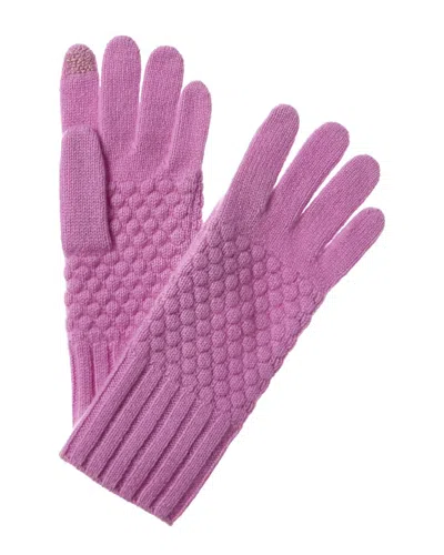 Hannah Rose Raised Diamond Stitch Cashmere Gloves In Blue