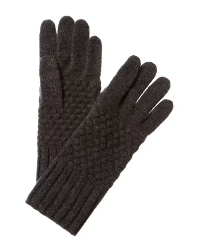 Hannah Rose Raised Diamond Stitch Cashmere Gloves In Grey