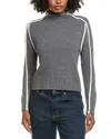 Hannah Rose Raised Tipping Mock Neck Wool & Cashmere-blend Sweater In Gray