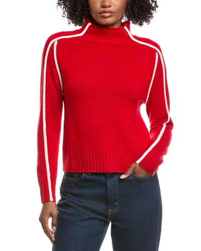 Hannah Rose Raised Tipping Mock Neck Wool & Cashmere-blend Sweater In Red