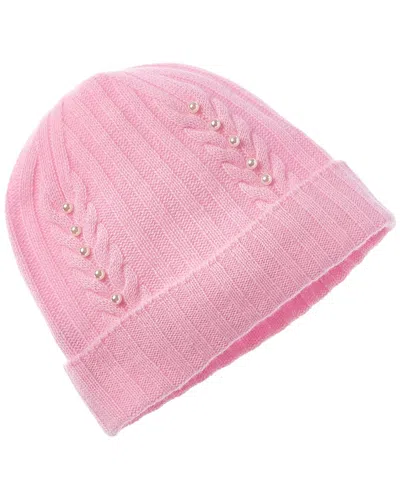 Hannah Rose Rib & Cable Pearls Cashmere Hat In Pink
