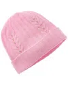 Hannah Rose Rib & Cable Pearls Cashmere Hat In Pink